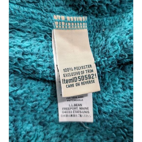 LL Bean Fleece Pullover Jacket Teal Green High Pile 1/4 Snap Small Petite SP - Picture 7 of 8